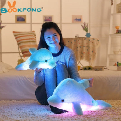 45cm Colorful Dolphin Plush Doll Toy Luminous Plush Stuffed Flashing Cushion Pillow With LED Light Party Birthday Gift