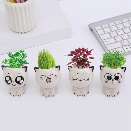 Mini Cartoon Cat Ceramic Pot