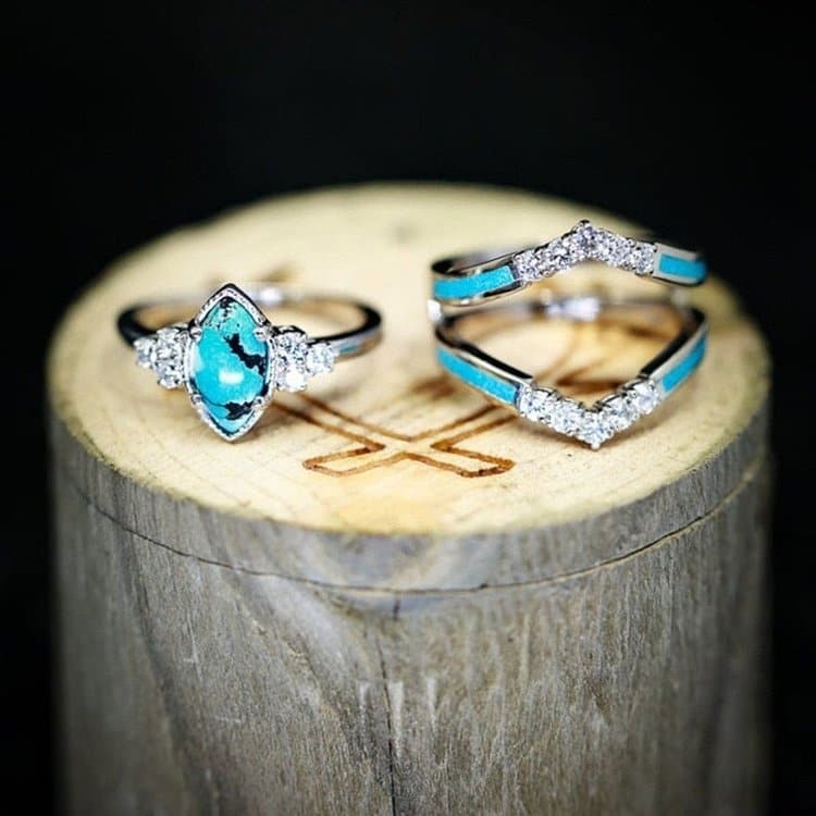 Achieving Dreams Turquoise 3-Piece Ring Set