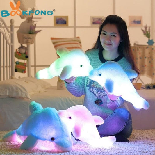 45cm Colorful Dolphin Plush Doll Toy Luminous Plush Stuffed Flashing Cushion Pillow With LED Light Party Birthday Gift
