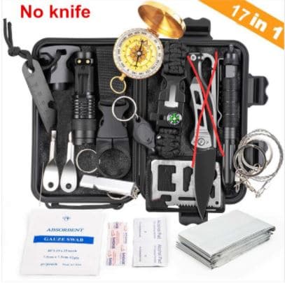 17 IN 1 Outdoor Survival Kit Set Camping Travel Multifunction Tactical Defense Equipment