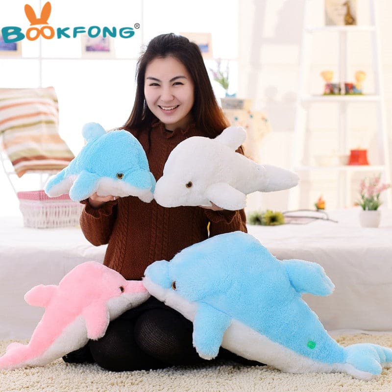 45cm Colorful Dolphin Plush Doll Toy Luminous Plush Stuffed Flashing Cushion Pillow With LED Light Party Birthday Gift