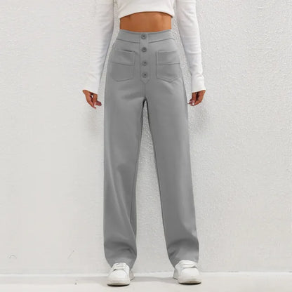 High-waisted elastic casual pants