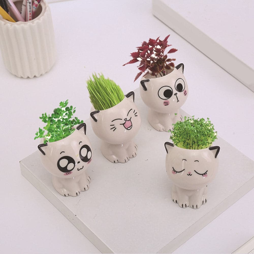 Mini Cartoon Cat Ceramic Pot