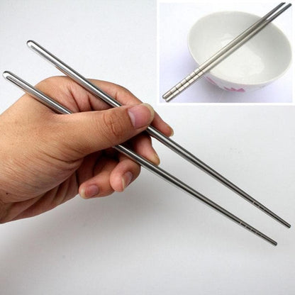 1 Pair High Quality Durable Stainless Steel Chopsticks Stylish Design Picnic Camping Hiking Tableware Tool Outdoor Dinnerware JC